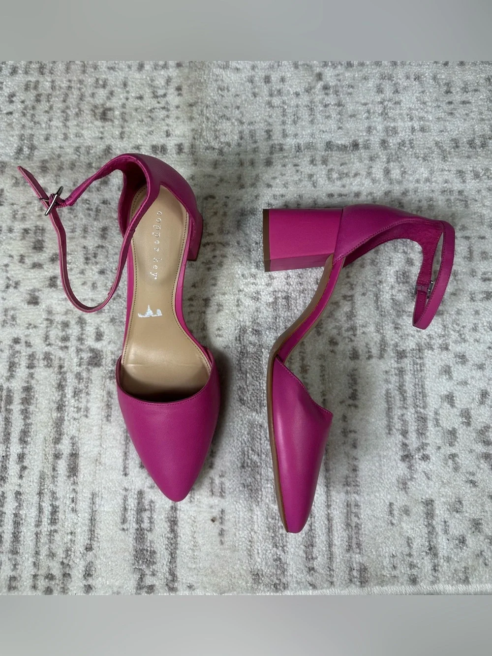 Copper Key Fuchsia Pointed-Toe Ankle-Strap Block Heels
